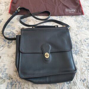 Coach Willis Crossbody Shoulder Bag Black Leather 9927 with Protector Bag
